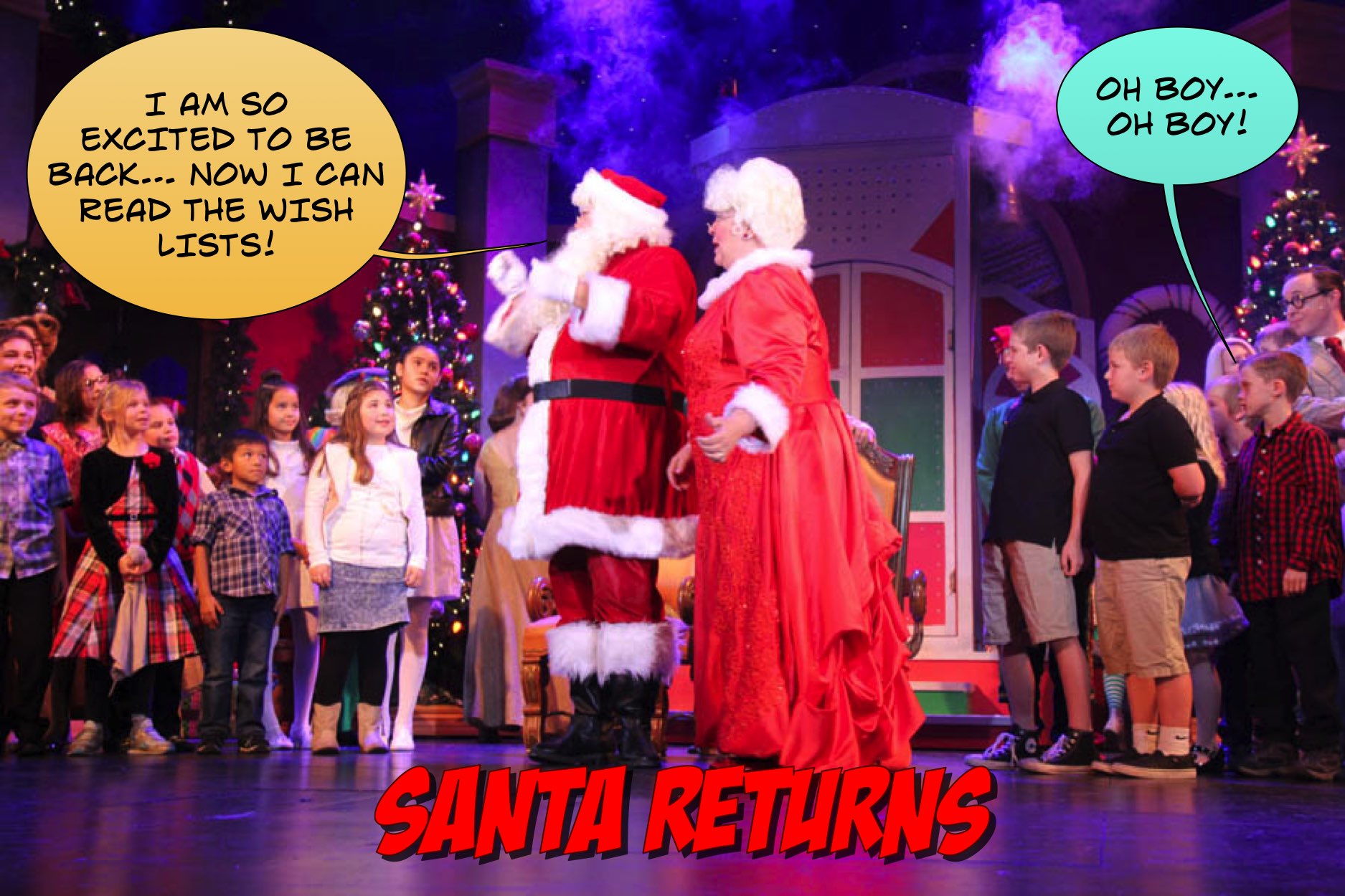 The Children Of The World help Santa to save Christmas at the Candlelight Dinner Theater 12/10/2016