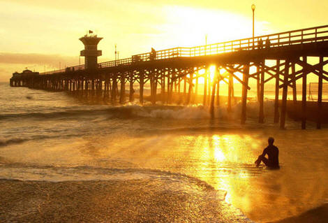 seal beach. Seal Beach Pier At Sunset.