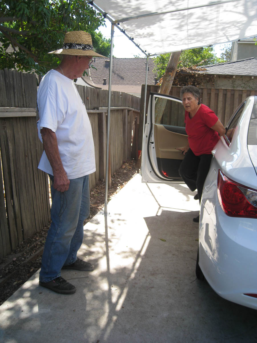 The car cover raising at Irene's home