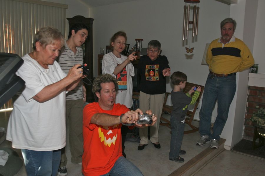 Carving the pumpkins with family at the Liles home