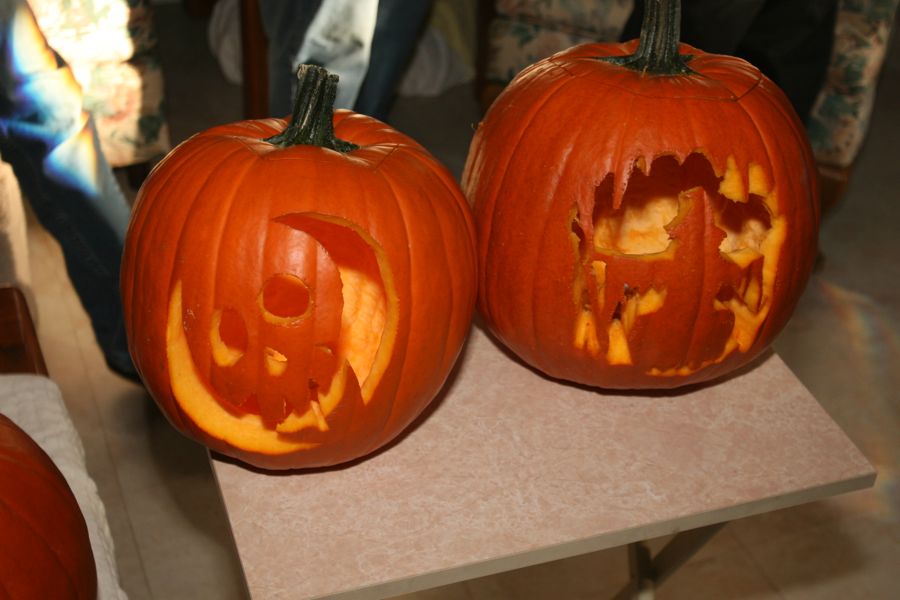 Carving the pumpkins with family at the Liles home