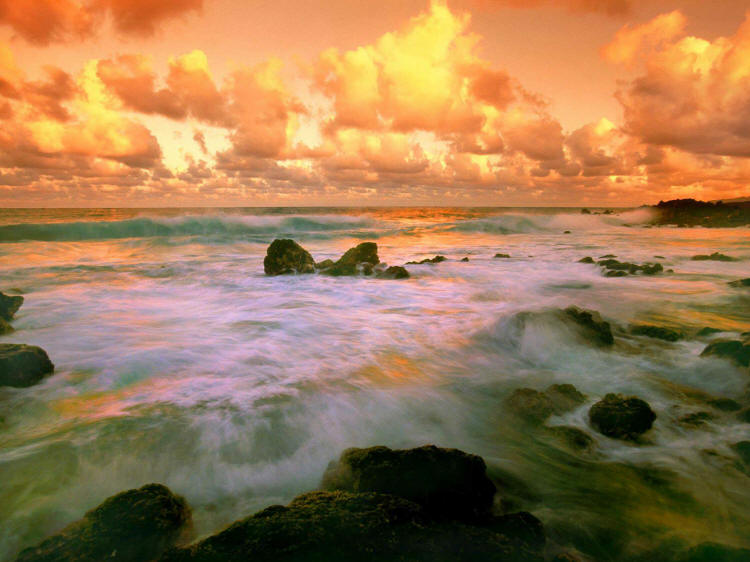 Magnificent sunset on the beach during our Lanai Vacation 2008