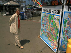 Sue walks the fairgrounds