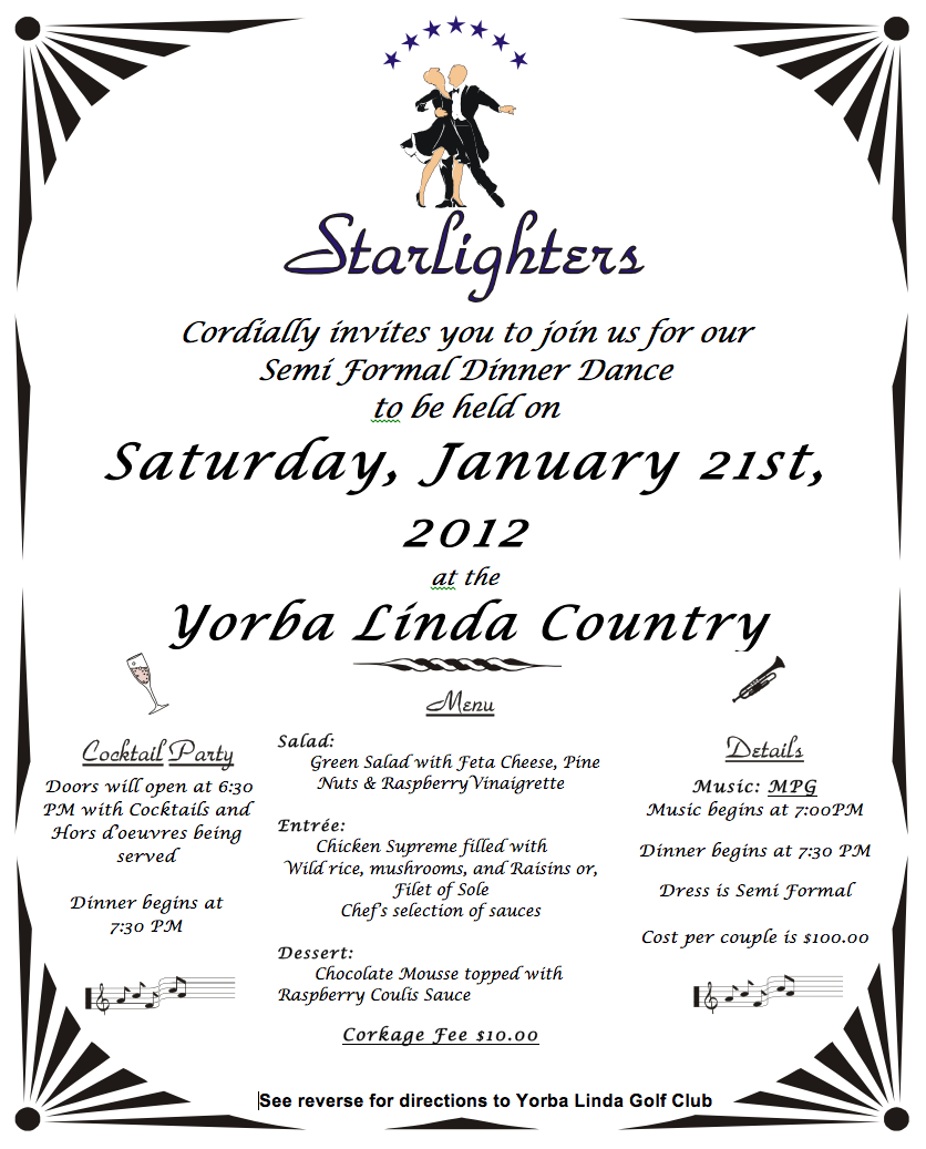 Starlighters January 2012 Semi-Formal at Yorba Linda