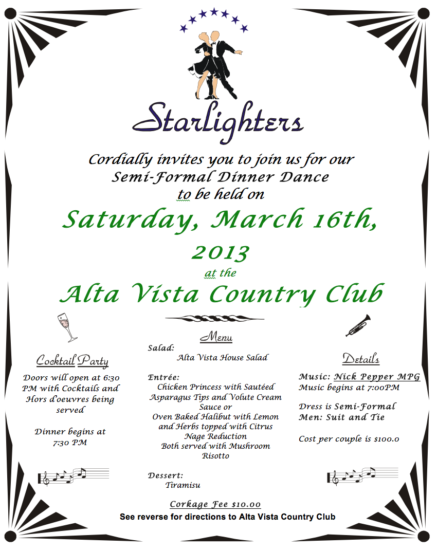 Starlighter's March 2013 Dinner Dance at Alta Vista Country Club