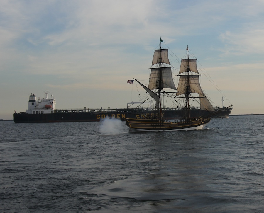 The gun battle begins in Long Beach Harbor January 2012