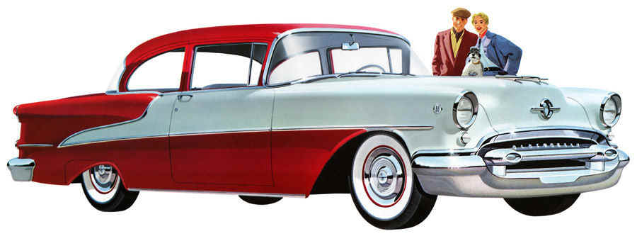 Retro 1955 Oldsmobile Super 88 two-door sedan