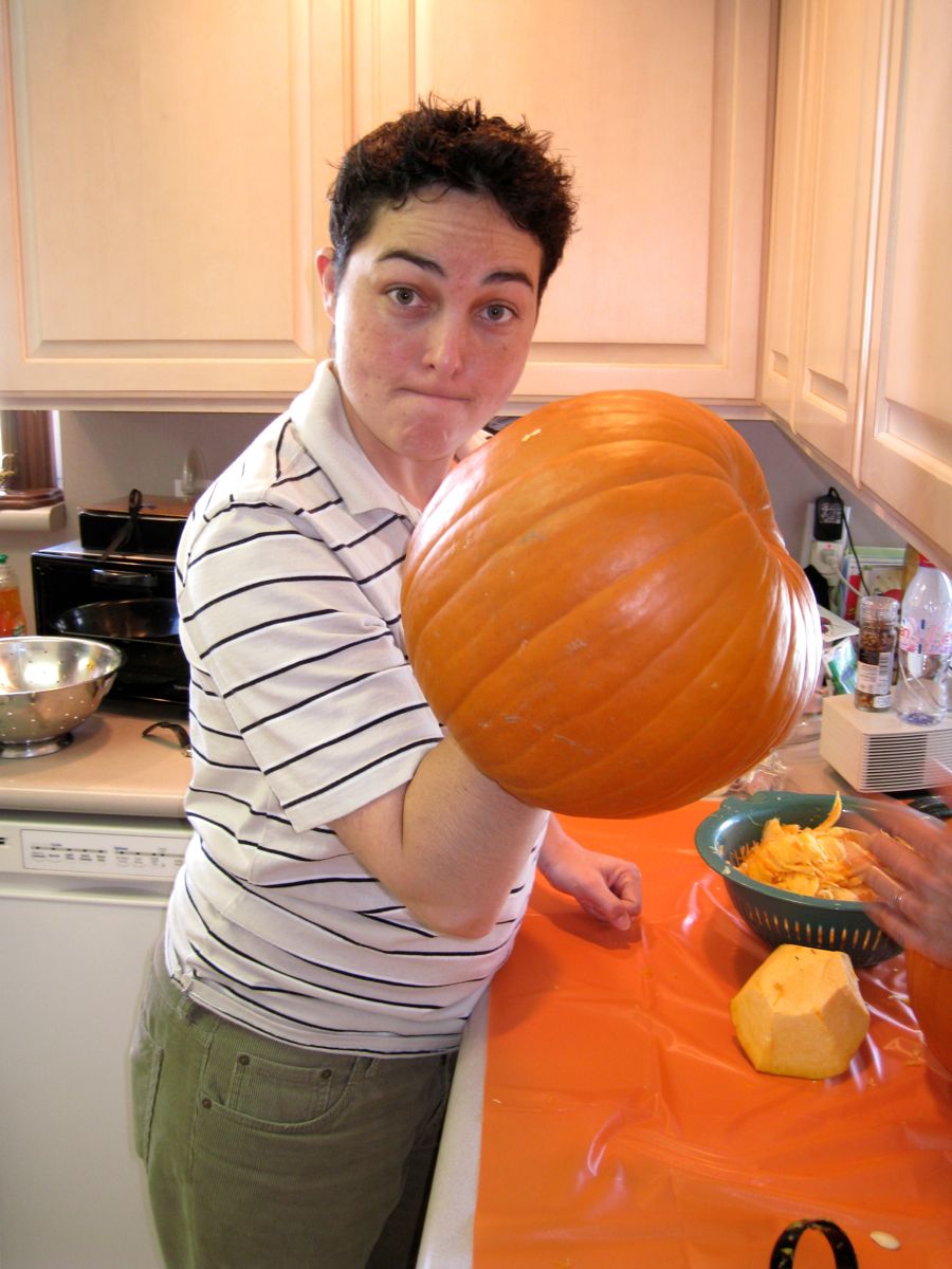 Carving the pumpkins with family at the Liles home