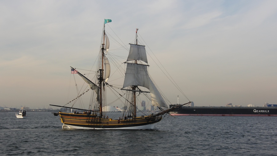 The gun battle begins in Long Beach Harbor January 2012