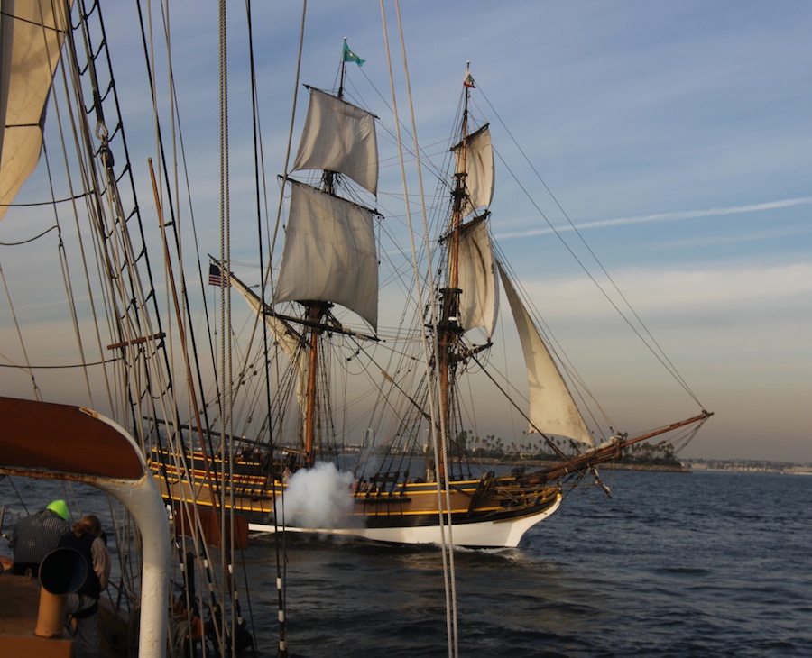 The gun battle begins in Long Beach Harbor January 2012