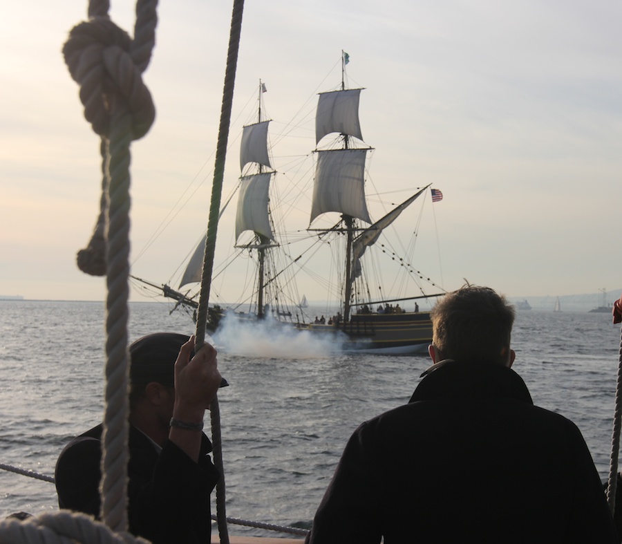 The gun battle begins in Long Beach Harbor January 2012