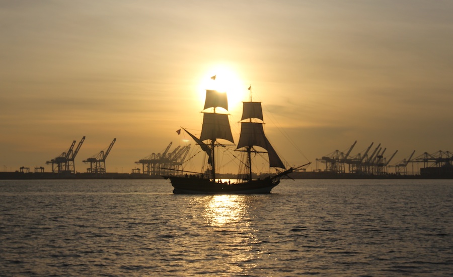 The gun battle begins in Long Beach Harbor January 2012