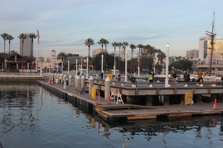 The gun battle begins in Long Beach Harbor January 2012