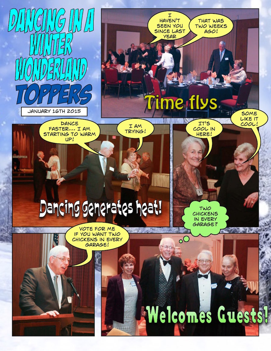 Comic view of the Toppers January 16th dance